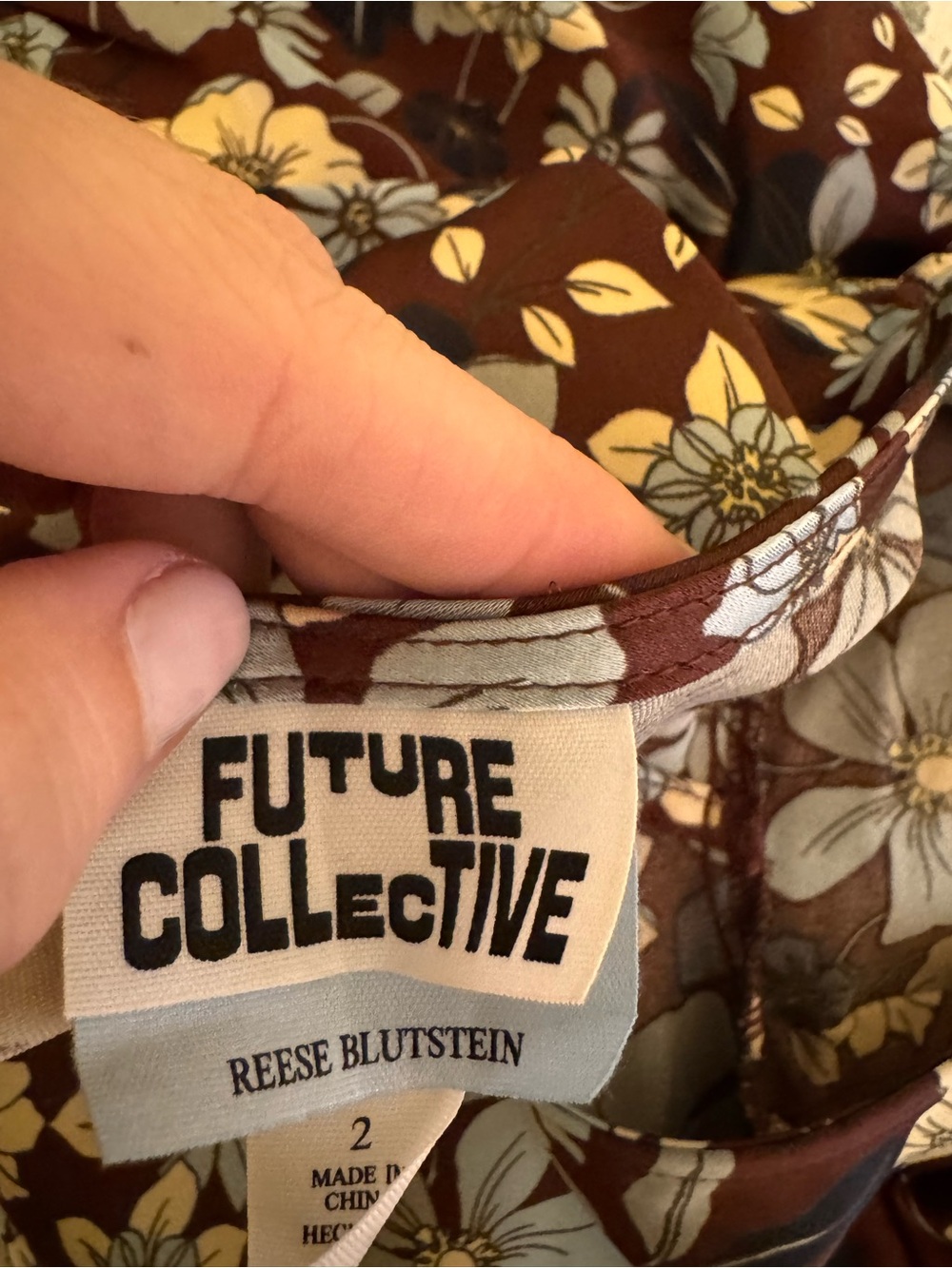 Future Collective Women's Floral Long-Sleeve Mini Dress in Brown - Picture 4 of 4